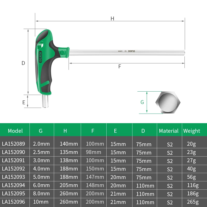 LAOA S2 Hex Screwdrivers set 58HRC T-shaped hexagon Screwdriver Torx Socket Screw Wrench