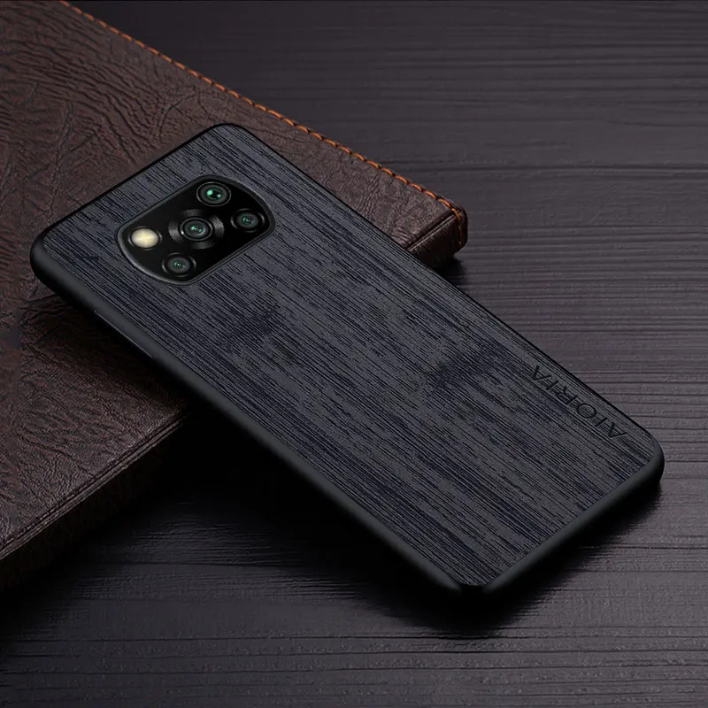 Case for Xiaomi Poco X3 NFC Pro X3 GT funda bamboo wood pattern Leather phone cover Luxury coque for xiaomi poco x3 pro case