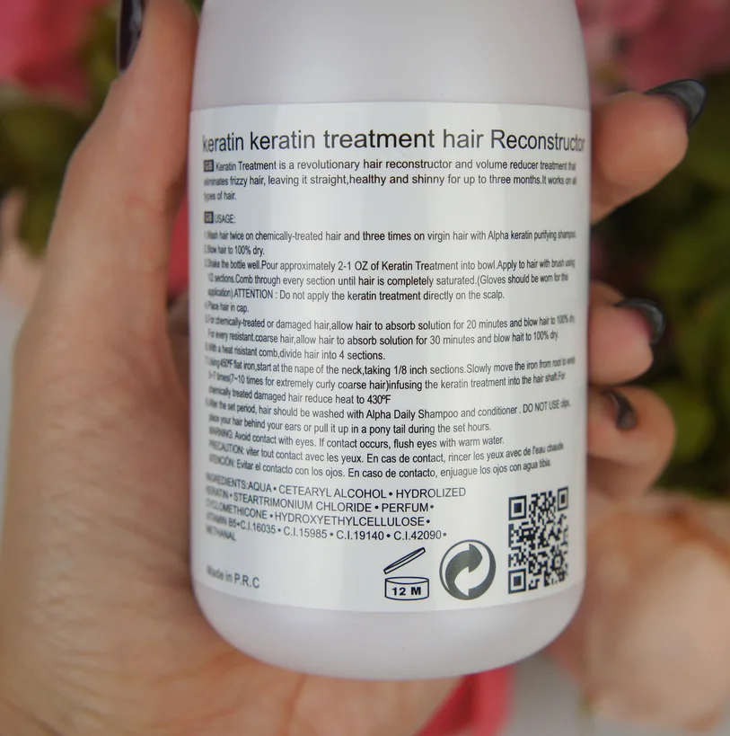 Tratamento do cabelo da queratina de purc 5% formaldeído tratamento da queratina alisamento do cabelo produtos de cuidados capilares 300ml