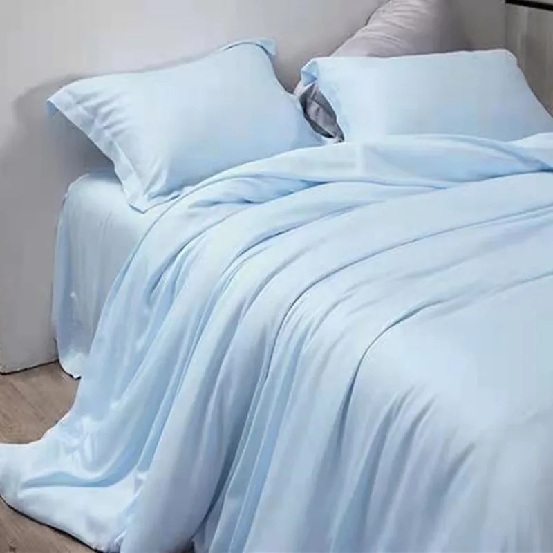 100% Bamboo Fiber Bactericidal Eco-Friendly White Gray  light blue Color Flat Fitted Sheets Pillowcase 4 pieces set customize