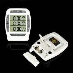 LCD Multi Function Digital Timer 3 Display Channel Kitchen Cooking Timer Electronic Alarm Clock Count Down Triple Back bracket