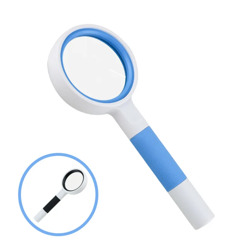 Portátil handheld leitura lupa 6x com lente de vidro anti-skid alça para os idosos para ler livros antiguidades