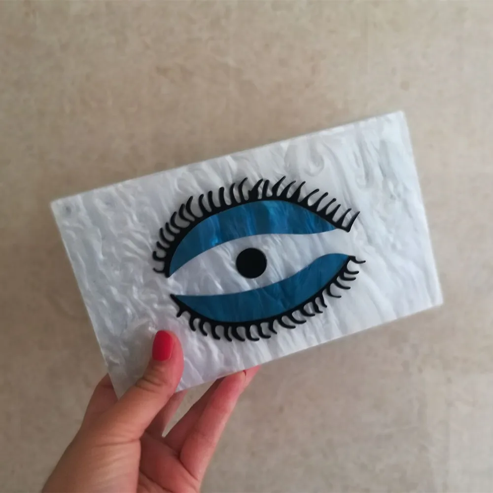 

Acrylic Pearl White Blue Evil Eye Summer Leather Luxury Handbags Women Bags Designer Female Shoulder Messenger Bag Mother Bags