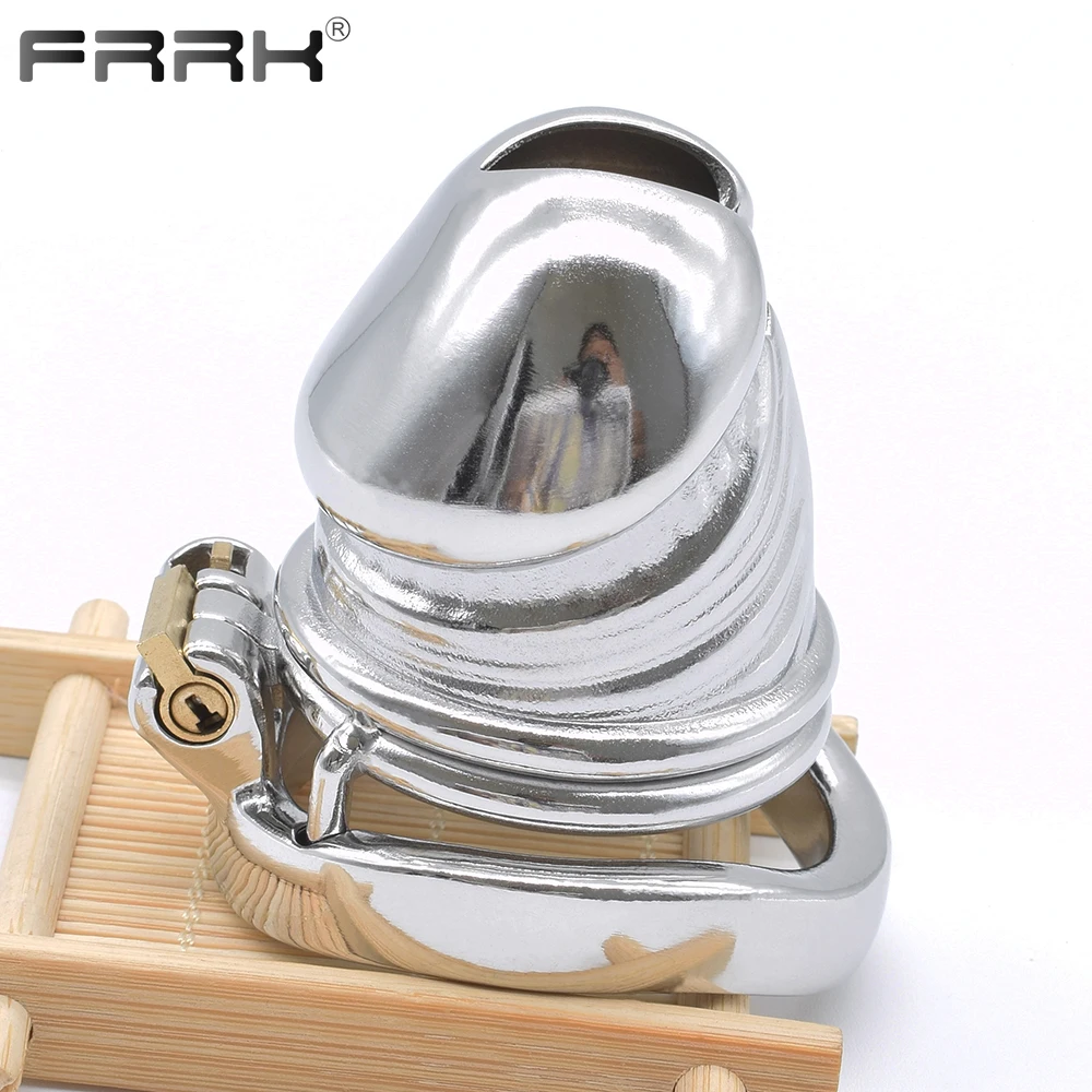 FRRK Chastity Cage 37mm Big Metal Male Bondage Belt Devices Penis Rings Cock Lock Sex Toys for Comfortable Long Time to Wear