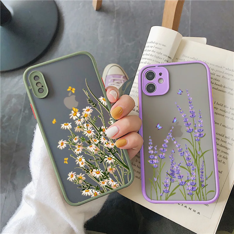 Funda para Teléfono con Diseño de Mariposa y Flor de Lavanda Higan para iPhone 17 16 15 12 13 14 11 Pro Max 16 Plus X XR XS, Carcasa Trasera Antigolpes