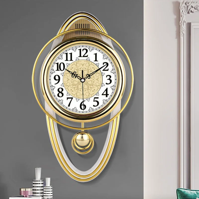 3d Schaukel Uhr Große Pendel Uhren Wand Luxus Vintage Shabby Chic Stille Uhr Uhr Mechanismus Reloj De Pared Gold Wanduhr