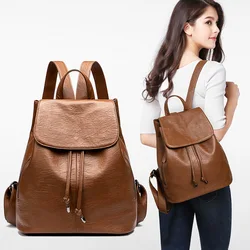 Women Brand Anti-theft Backpack Classic Genuine Leather Solid Color Backpacks Female Fashion Shoulder Bag Luxury Travel Rucksack