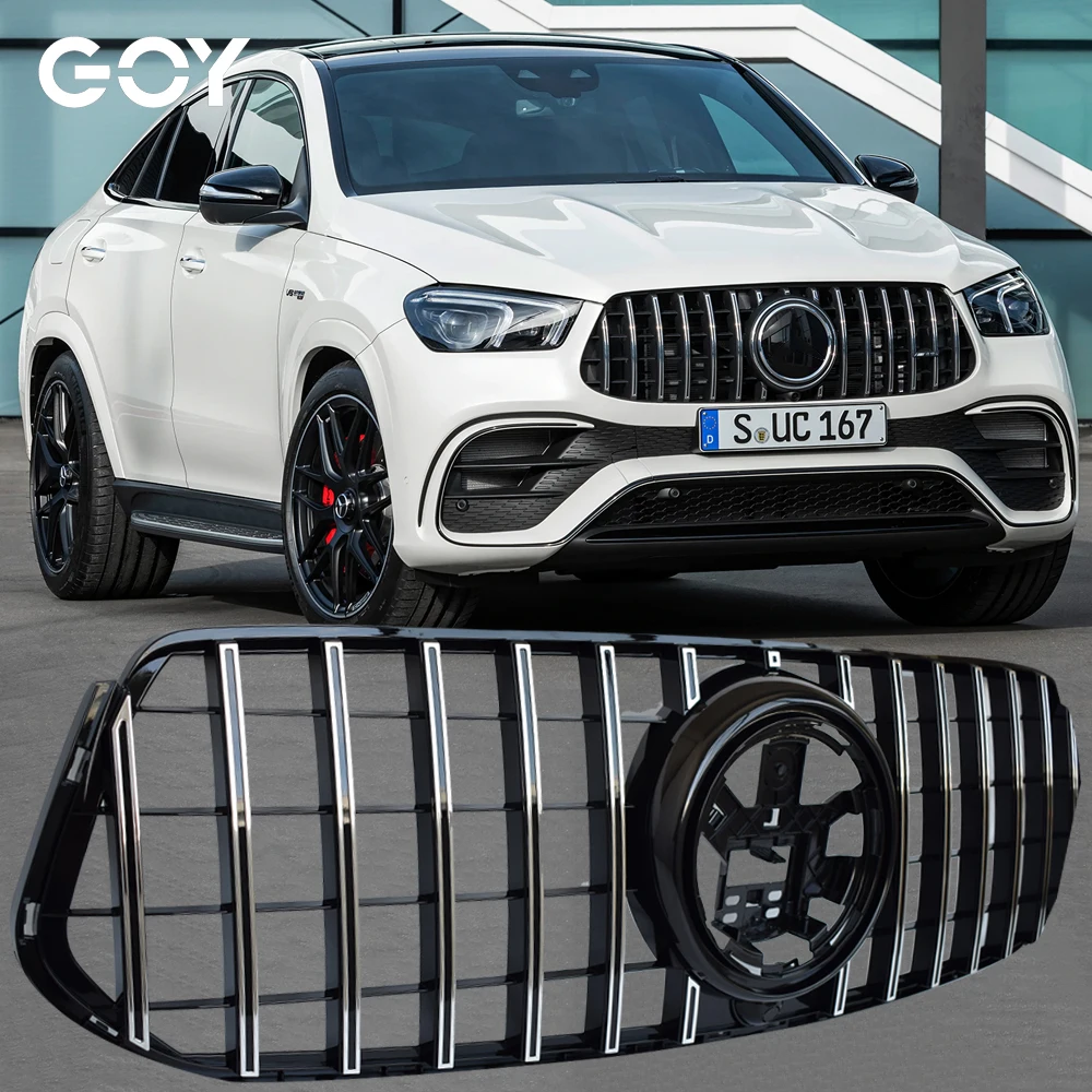 

Black Silver Replacement Front Bumper GTR Grille Fit For Mercedes GLE Class W167 SUV C167 Coupe 2020 - 2022, Not for GLE63 AMG