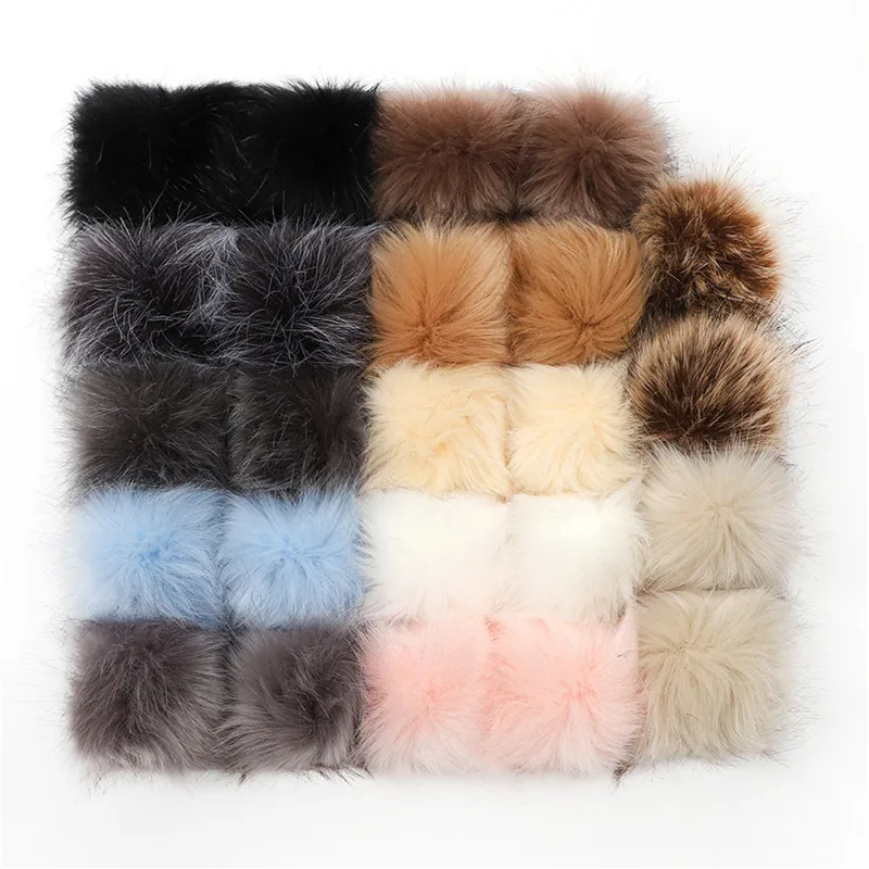 24pcs 8/10cm False Hairball Hat Ball Fur Pompom Fake Fox Fur Ring Key Chain Shoes Ball Pom Pom DIY Handmade Clothing Accessories