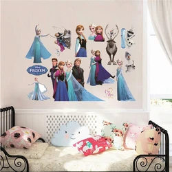 Cartoon Olaf Sven Kristoff Hans Prince Anna Elsa Princess Frozen Wall Sticker Home Decoration Anime Movie Mural Art Kids Decals