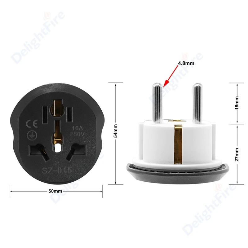 EU Plug Adapter Universal AU US UK CN To EU Wall Socket EU Converter 2 Round Socket AC 16A  250V Travel Adapter High Quality CE