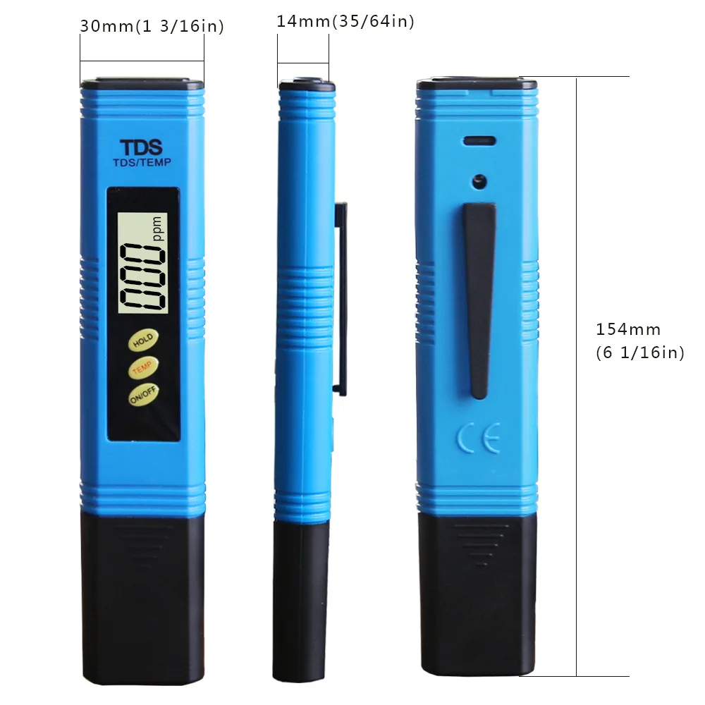 Digital TDS  Meter Tester Thermometer Pen Water Purity PPM Filter Hydroponic for Aquarium Pool Water Monitor Water Meter