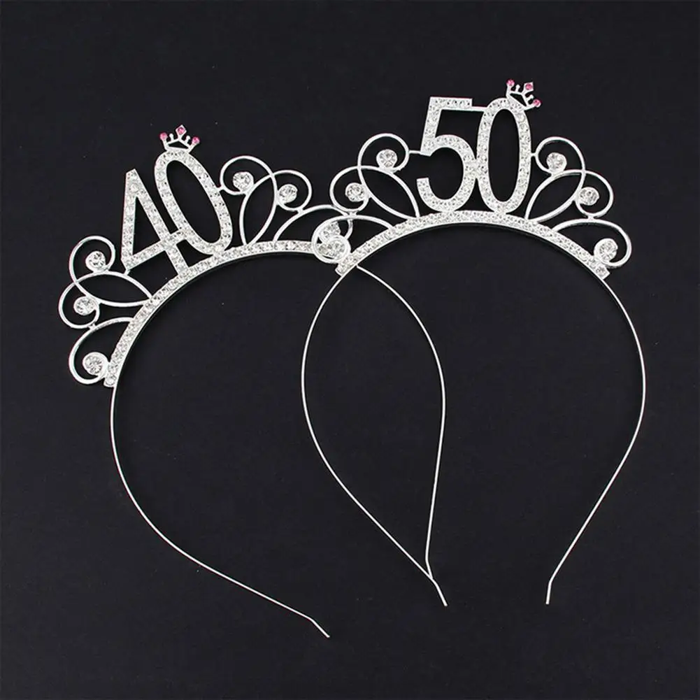16/18/21/30/40/50/60/80 Birthday Party Tiara Crown Headband Hair Loop Decoration Birthday Gift Tiara For Girls Hair Head Accesso