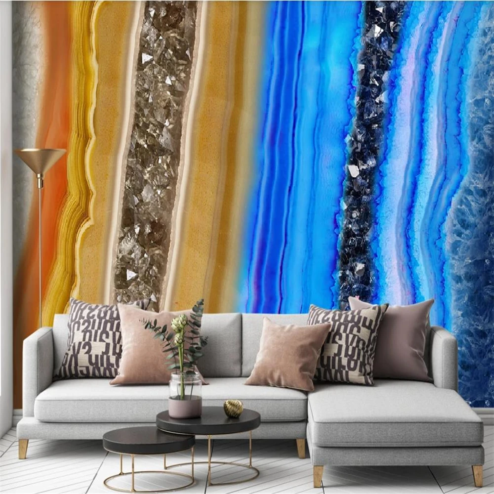 

Custom wallpapers Modern light luxury abstract marble wallpapers pattern agate slice TV background wall