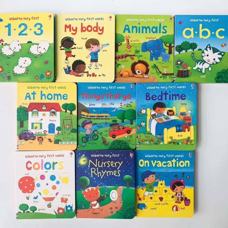 

10 Books/Set USborne Very First Words Board Book Educational Toys for Children English Books for Children Baby English Books