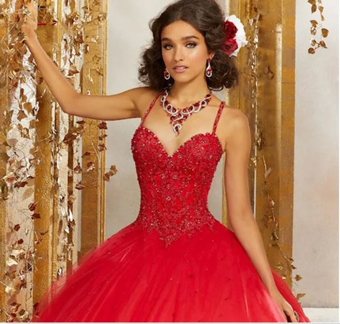 Vestido de baile rojo de princesa para niña, quinceañera, baile de graduación, 16 vestidos, 15 años