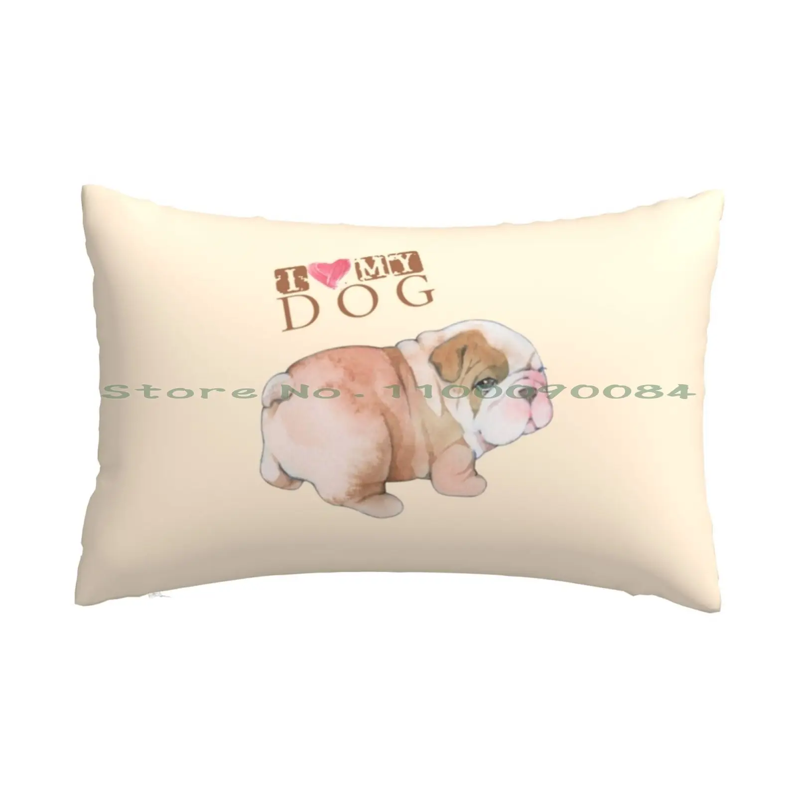 English Bulldog I Love My Dog Pillow Case 20x30 50*75 Sofa Bedroom Versys 1000 Long Rectangle Pillowcover Home Outdoor Cushion