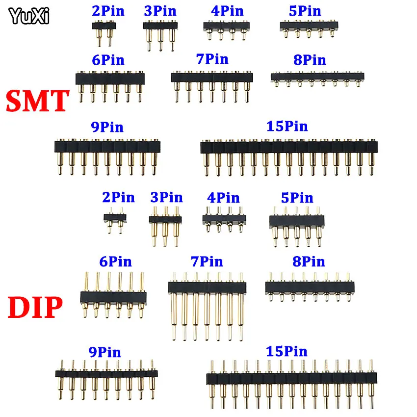 YUXI 1pcs SMT DIP Pogo Pin Connector Pogopin Battery Spring Loaded Contact Test Probe Power Charge Header Pins 2.54 Grid