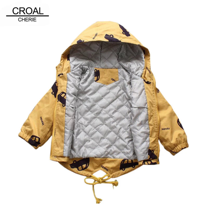 CROAL CHERIE Warm Winter  Jacket Coat Baby Boys Parka Cute Car Kids Jacket Hood Winter Children Jacket Fall Toddler Outerwear