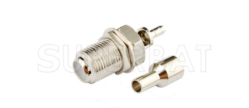 Superbat F Crimp Female Bulkhead RF Coaxial Connector for RG179 RG178 RG316 1.13mm Cable