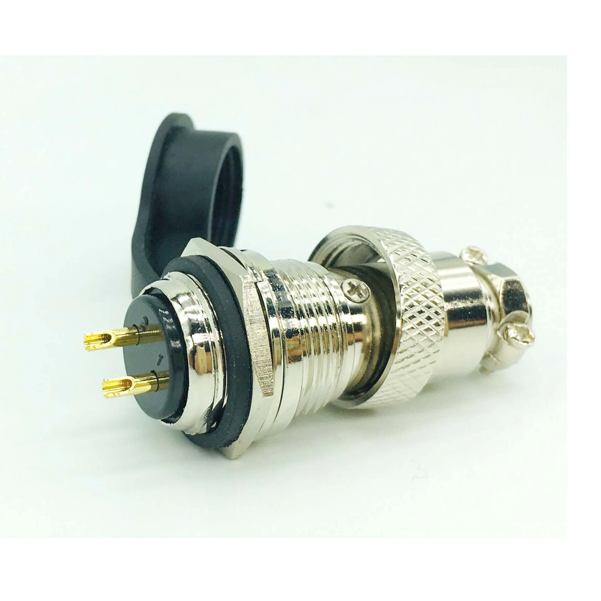 2 Set GX16 2-Pin Gold Plated Pin Male Female Wire Panel Connector Kit Reversed Aviation Socket & Plug 16mm Computer Ect.Dust Cap