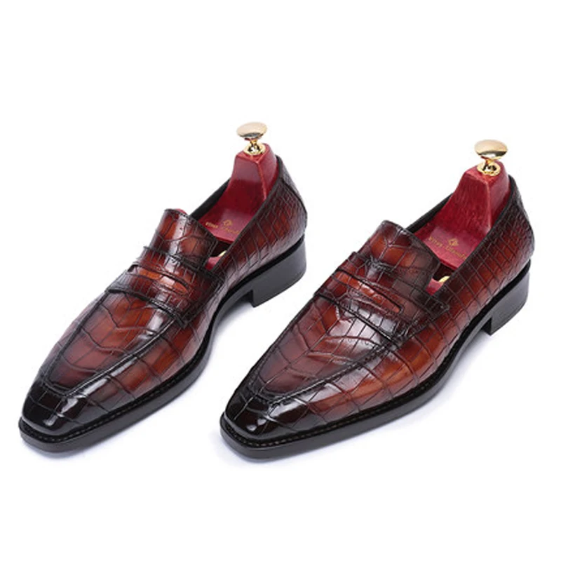 weitasi new style crocodile shoes crocodile leather men shoes men formal shoes  leisure  Business shoes  Pure manual  Men shoes