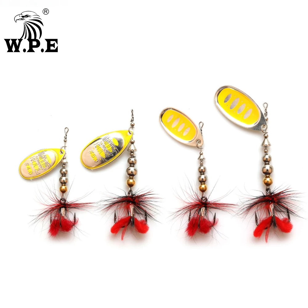 W.P.E KOMODO 1pcs Spinner Lure 11.1g/16.9g Metal Fishing Lure Artificial Hard Bait Feather Spoon Fishing Tackle  Crankbait Pike