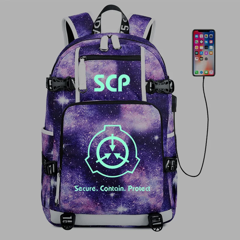 SCP Foundation Galaxy Travel Backpack Large School Bags Waterproof Bookbag USB Charging Laptop Bagpack Women Daypack Rucksack