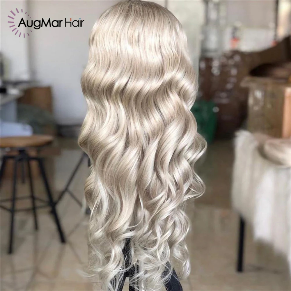 Platinum Blonde 13x6 HD Lace Frontal Wig Brazilian Body Wave Lace Front Wig 150% Density Pre Plucked Lace Front Human Hair Wigs