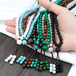10 Styles 6MM 108 Beads Budda Necklace Bracelets Multilayer Charm Natural Stone Prayer Elastics Bangles Jewelry Gift for Friend