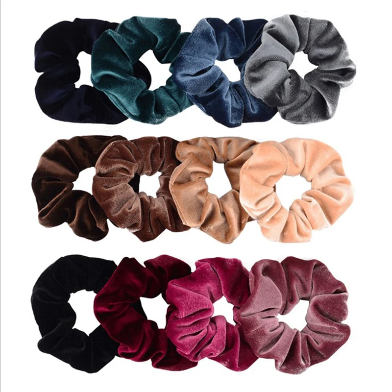 4PCS/Set Korea Velvet Scrunchie Rubber Elastic Hair Bands Solid  Women Girls Headband Ponytail Holder Ties Rope Hair Accessories