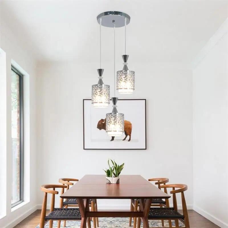 Modern Simple Three Head Dining Room Chandelier Retro Restaurant Ceiling Light Creative Personality Crystal Pendant Lamp