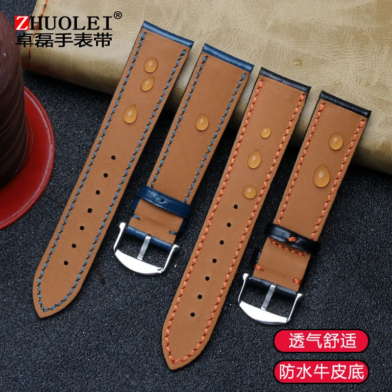 20MM 22MM hand-made suture, horse hip leather, leather watch strap, for  Rolex water man\'s watch band.