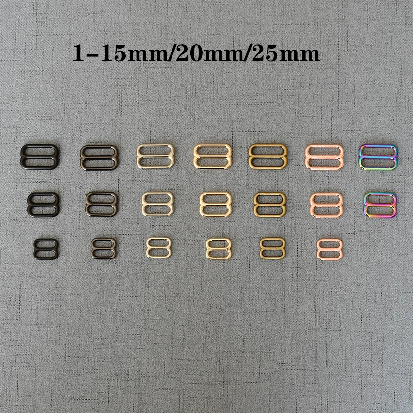 1 Pcs/Lot 15mm 20mm 25mm Solid Brass Tri Glides Slide Bar Rectangle Adjuster Buckle for Leather Craft Bag Shoulder AB29507