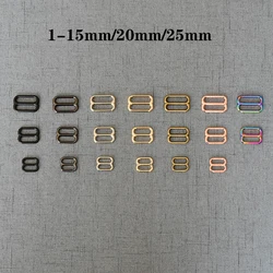 1 Pcs/Lot 15mm 20mm 25mm Solid Brass Tri Glides Slide Bar Rectangle Adjuster Buckle for Leather Craft Bag Shoulder AB29507