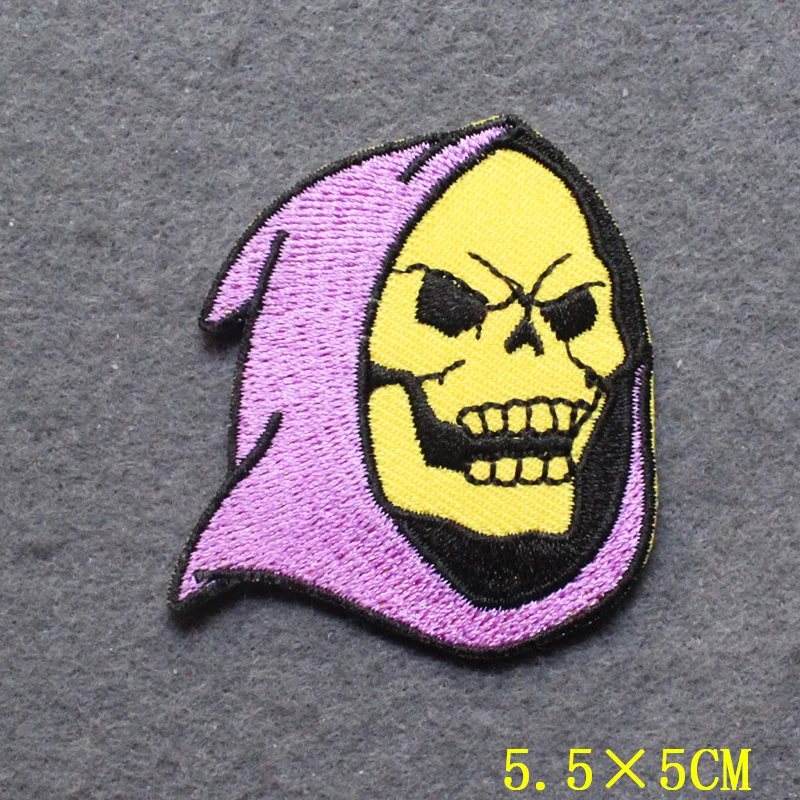 Skull Iron On Patch Skeletor Patches For Clothing Grim Reaper patch Embroidered Patches On Clothes Punk Clothes Stripes Decor