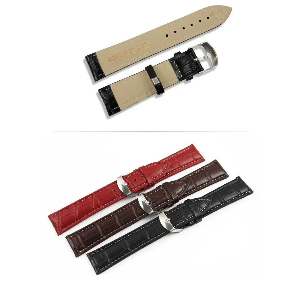 1PC Fashion Genuine Leather Watch Band Strap 16mm 20mm 22mm Soft Sweatband Steel Buckle Vintage Wrist Watchband Sports Belt