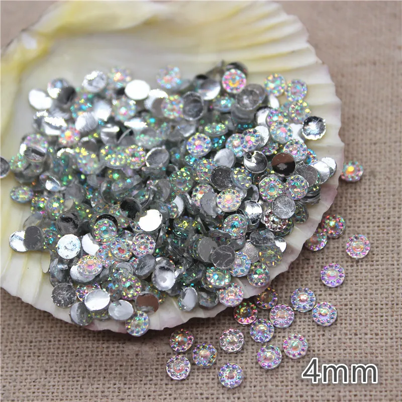 3000 PZ 4mm Bling del Rhinestone Della Resina Rotonda Girasole Flatback Cabochon Pietra Gioielli FAI DA TE/Decorazione Del Mestiere