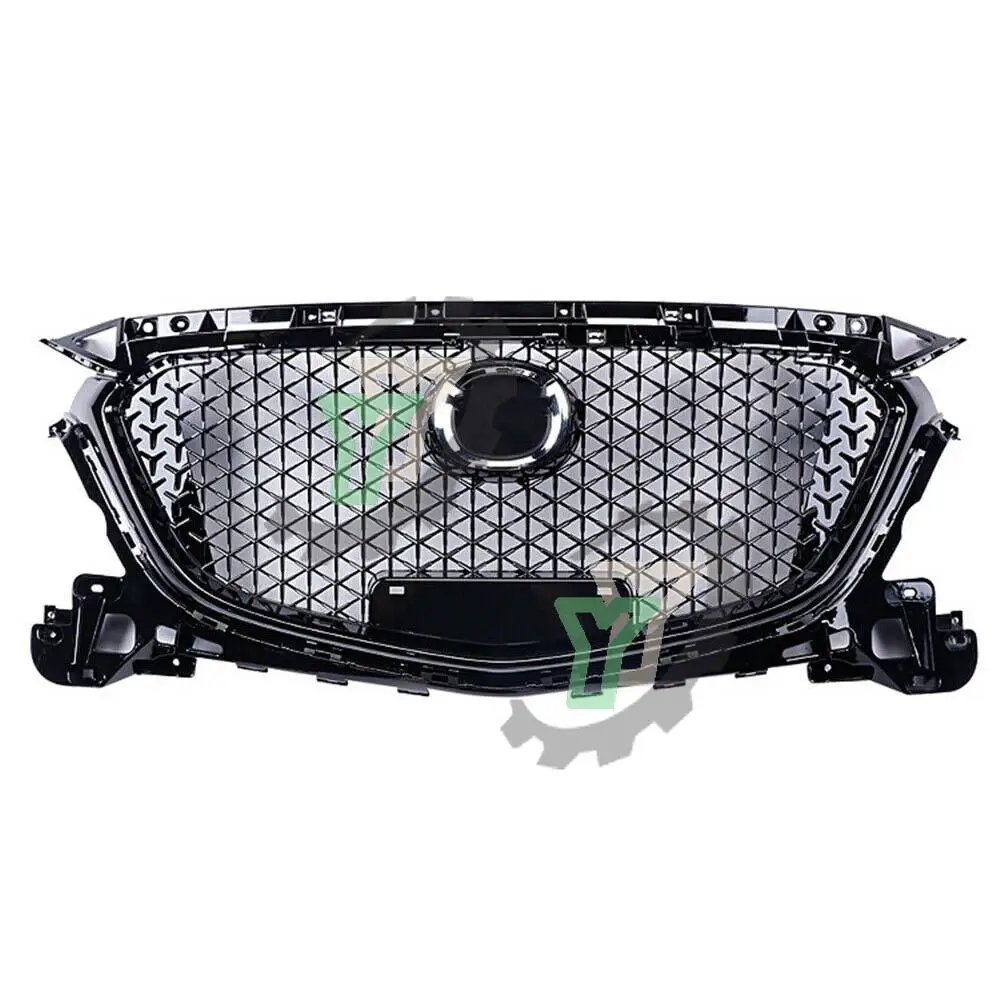 High quality ABS glossy black front bumper honeycomb grille for Mazda 3 Axela 2017 2018 grille mesh