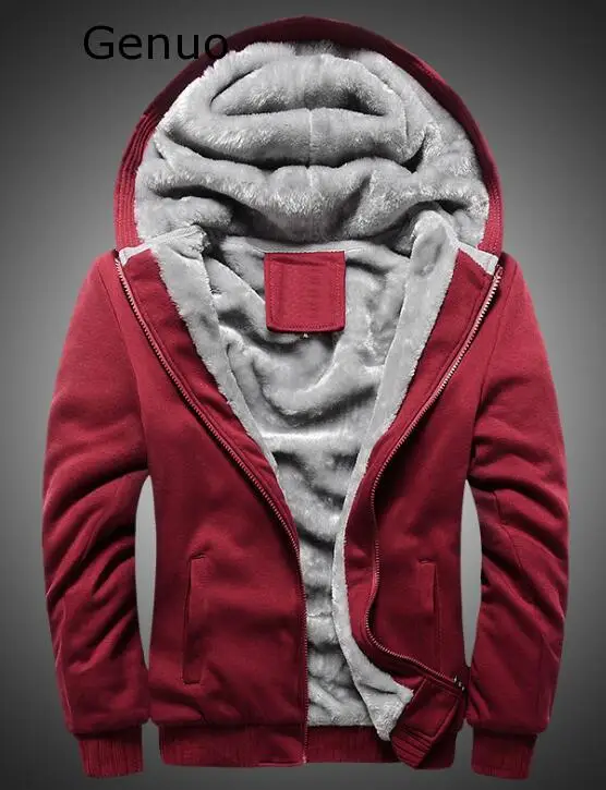 

Genuo Men's Winter Jacket Casual Plus Velvet Coat Men Jackets Hooded Outwear Warm Parka Men Jackets Zipper Hoodie US Size S-5XL
