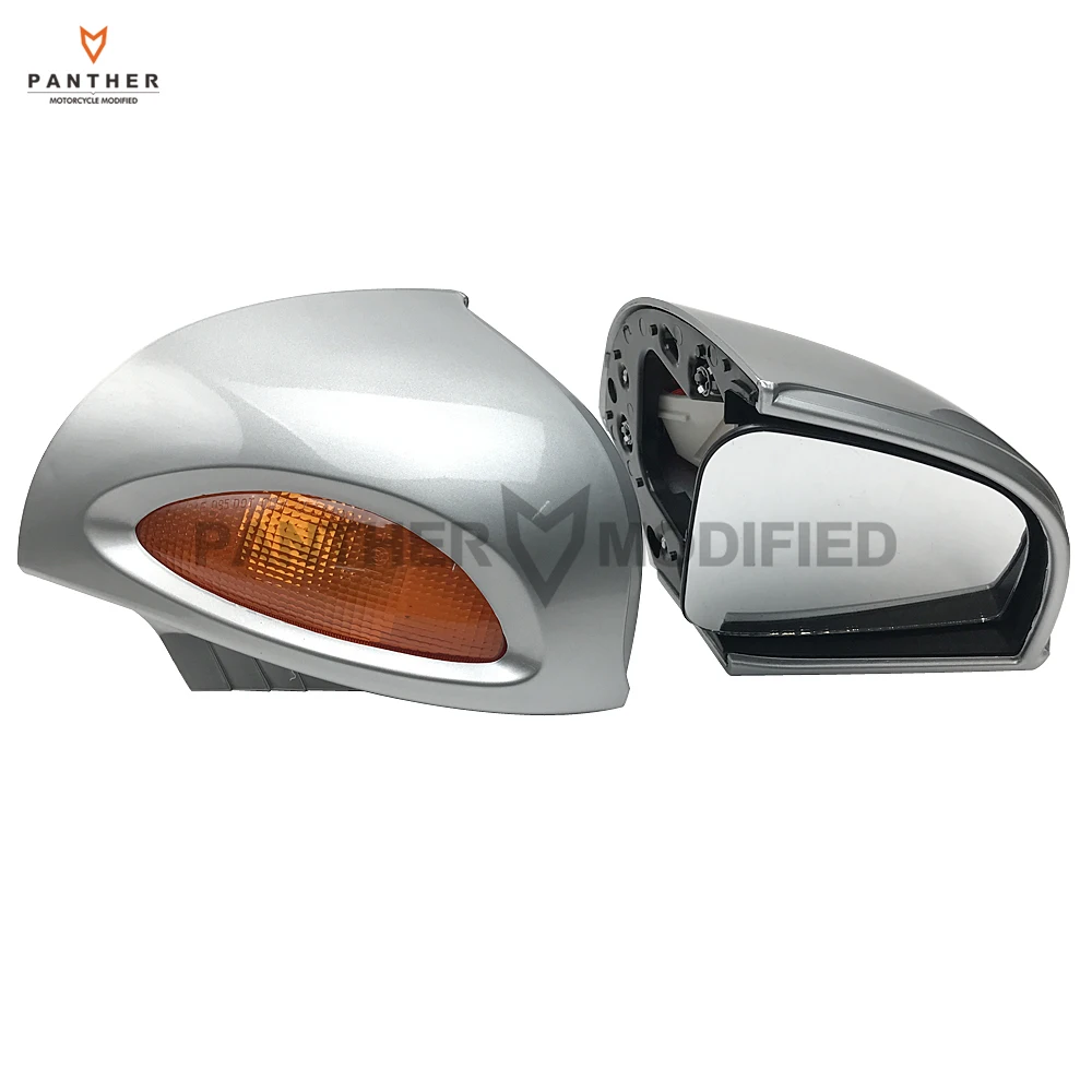 Silver Motorcycle Rear View Mirrors Turn Signals Lights Cover Motocross Mirror Shell Case for BMW R1100 RT R1100 RTP R1150 RT