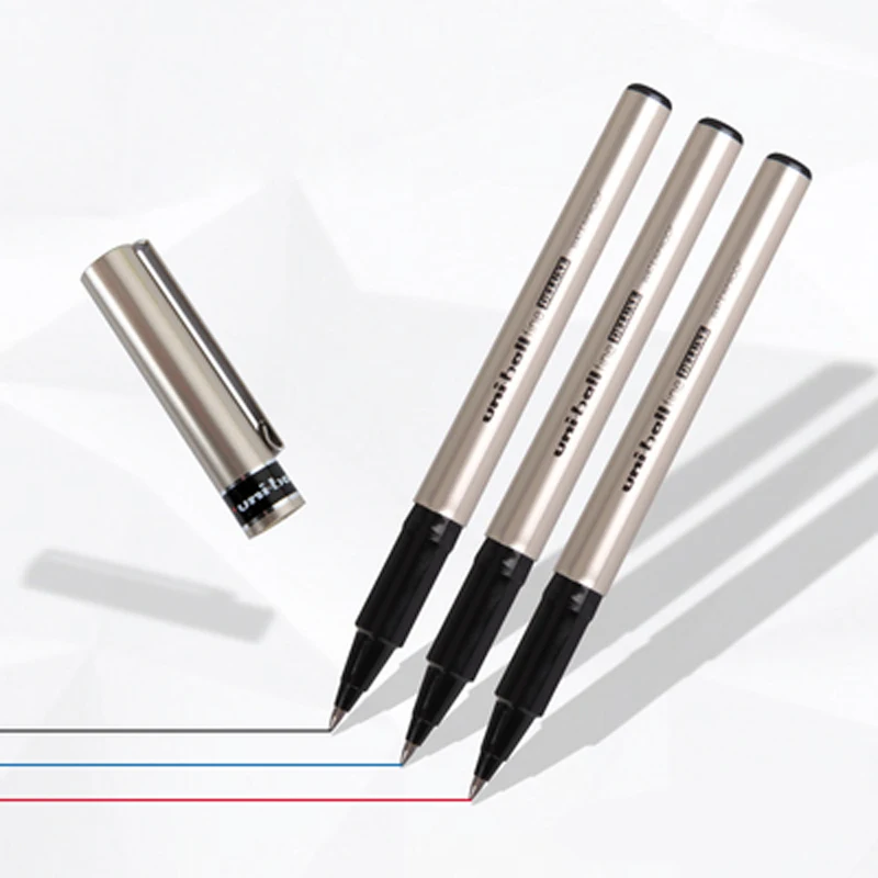 12PCS Mitsubishi Uni-Ball Fine Deluxe UB-177 0.7mm Gen Ink Pen Rollerball Pen waterproof Black/Blue/Red Ink Color