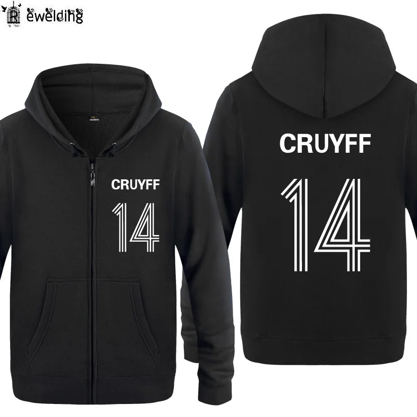 Zipper Hoodies Men JOHAN CRUYFF 14 Printed Mens Hoodie Fleece Long Sleeve Man's Jacket Sweatshirt Fitness Tracksuit Fans Coat