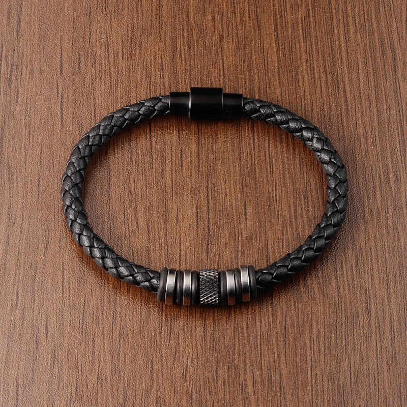 Various Styles Of Small Accessories Stainless Steel Men's Leather Bracelet Magnet Buckle Classic Boy's Valentine's Day Gift