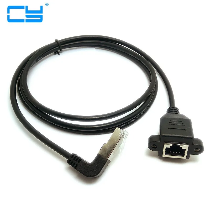 0.3M-1.5M Down Angle 90 Degree 8P8C FTP STP UTP Cat 5e Lan RJ45 Male to Female Network Extension Cable