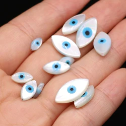 5Pcs Evil Eye White Natural Mother of Pearl Shell Beads for Making DIY Charm Bracelet Necklace Jewelry Finding Accessories Gift