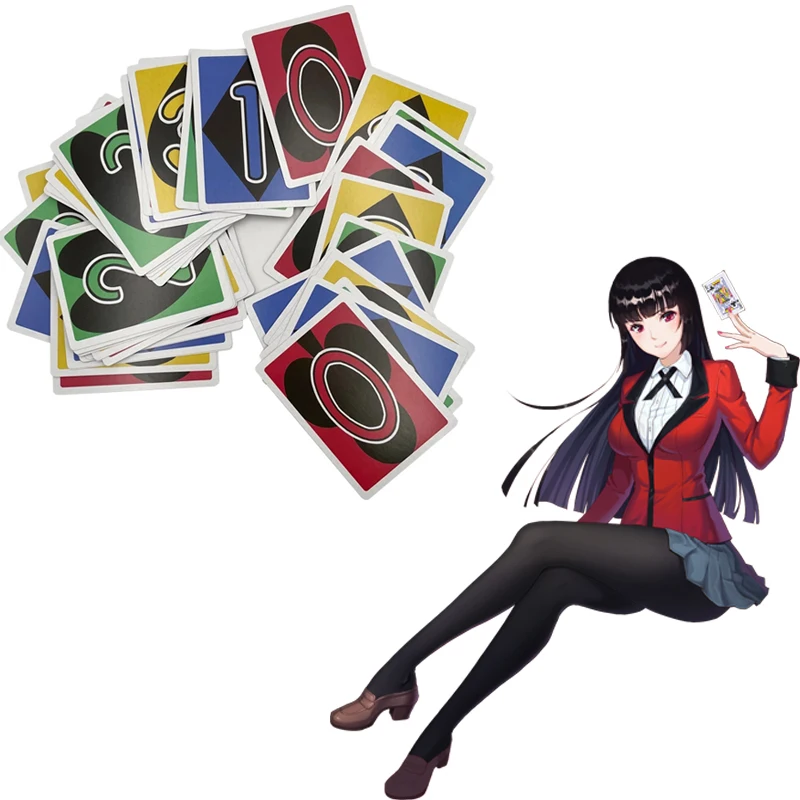 Anime Kakegurui Runa Yomozuki Yumeko Cosplay Props 40Pcs Board Game Nim Zero Poker Cards Colorful Print Paper Funny Accessory