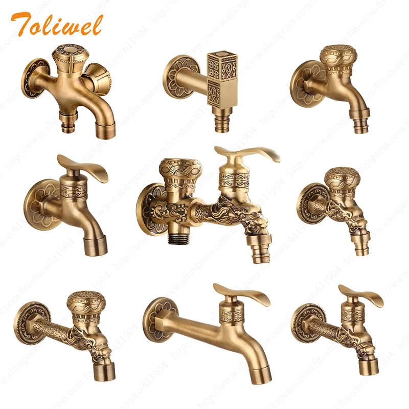 Antique Brass Bathroom Wall Mount Sink Basin Cold Water Faucet Tap G 1/2 Inch Outdoor Garden Hose Faucet Mop Sink tap TWL031