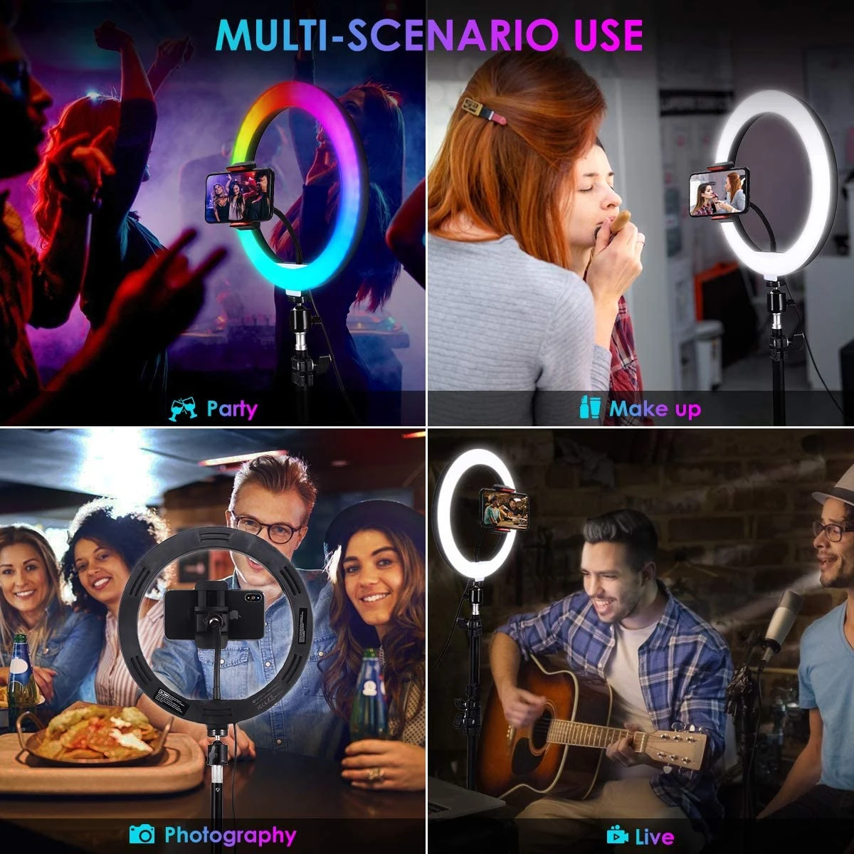 Ring Light Rgb Lamp Ring Round With Tripod For Smartphone Mobile Led Video Light Ring To Make Youtube Photographic Lighting