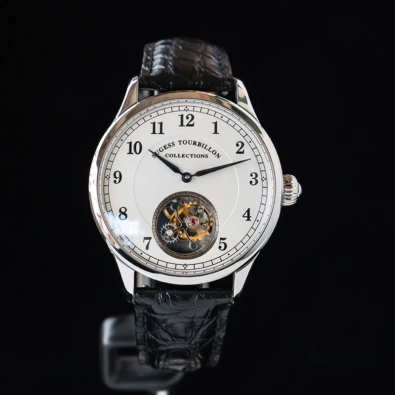 Sugess echte Tourbillon Geschäfts leute sehen original st8000 Uhrwerk Luxus Skelett mechanische Uhren Saphir Armbanduhren